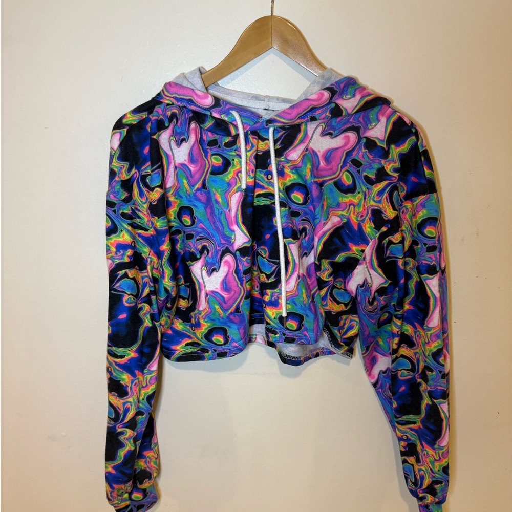 Colorful Abstract Cropped Hoodie
